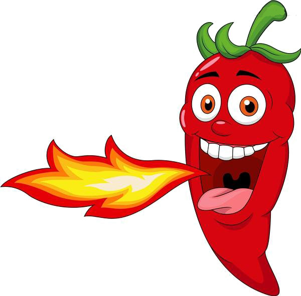 Cartoon Chili Breathing Fire PNG image