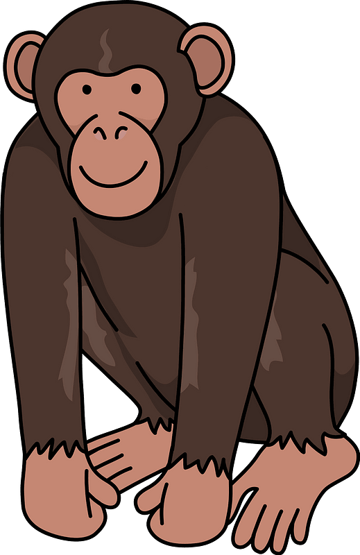 Cartoon Chimpanzee Sitting PNG image