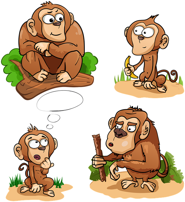 Cartoon Chimpanzees Various Expressions PNG image