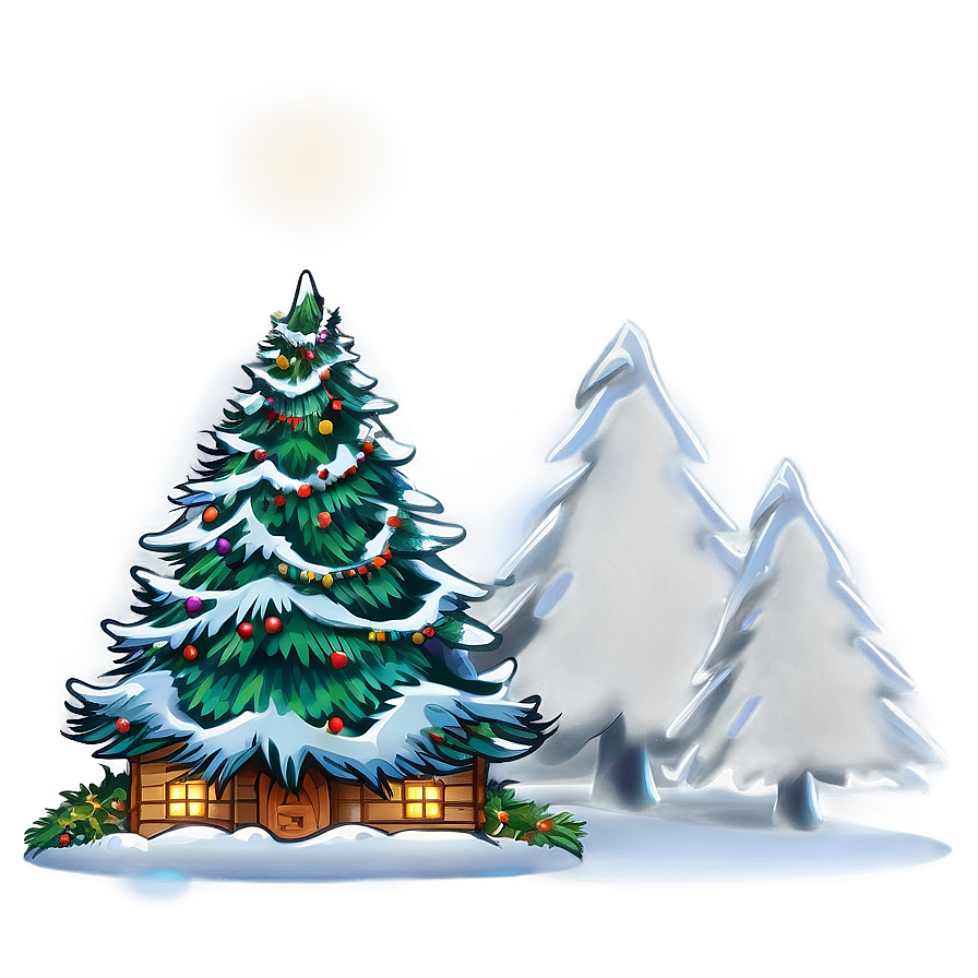 Cartoon Christmas Tree Winter Wonderland Png 53 PNG image