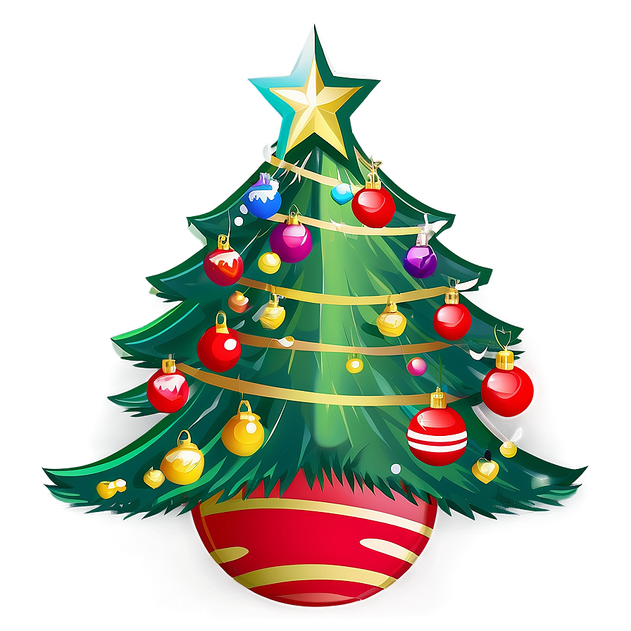 Cartoon Christmas Tree With Ornaments Png 06132024 PNG image