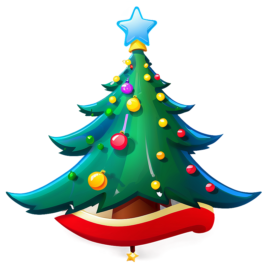 Cartoon Christmas Tree With Star Png 06132024 PNG image