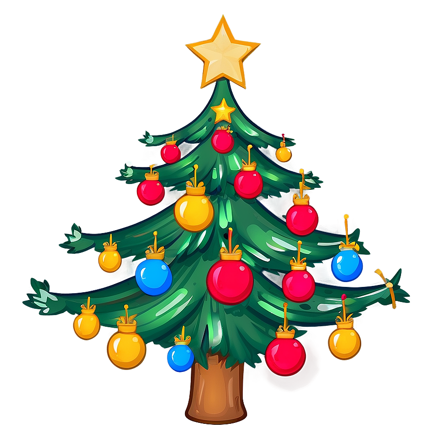 Cartoon Christmas Tree With Star Png Ykc PNG image