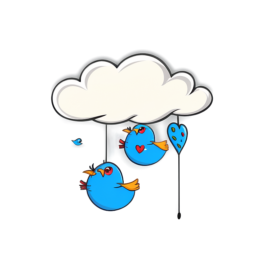 Cartoon Cloud With Birds Png 79 PNG image