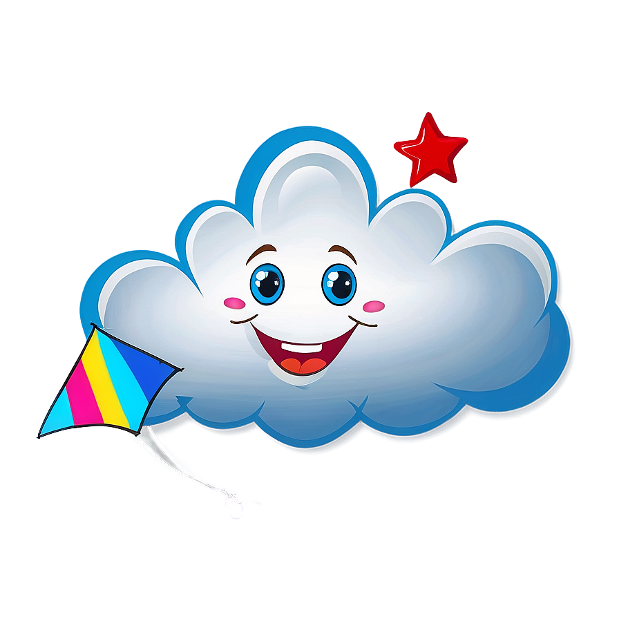 Cartoon Cloud With Kite Png 05252024 PNG image