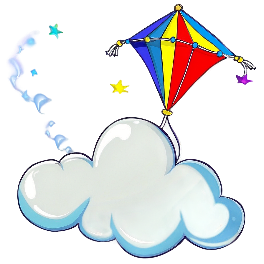 Cartoon Cloud With Kite Png 9 PNG image