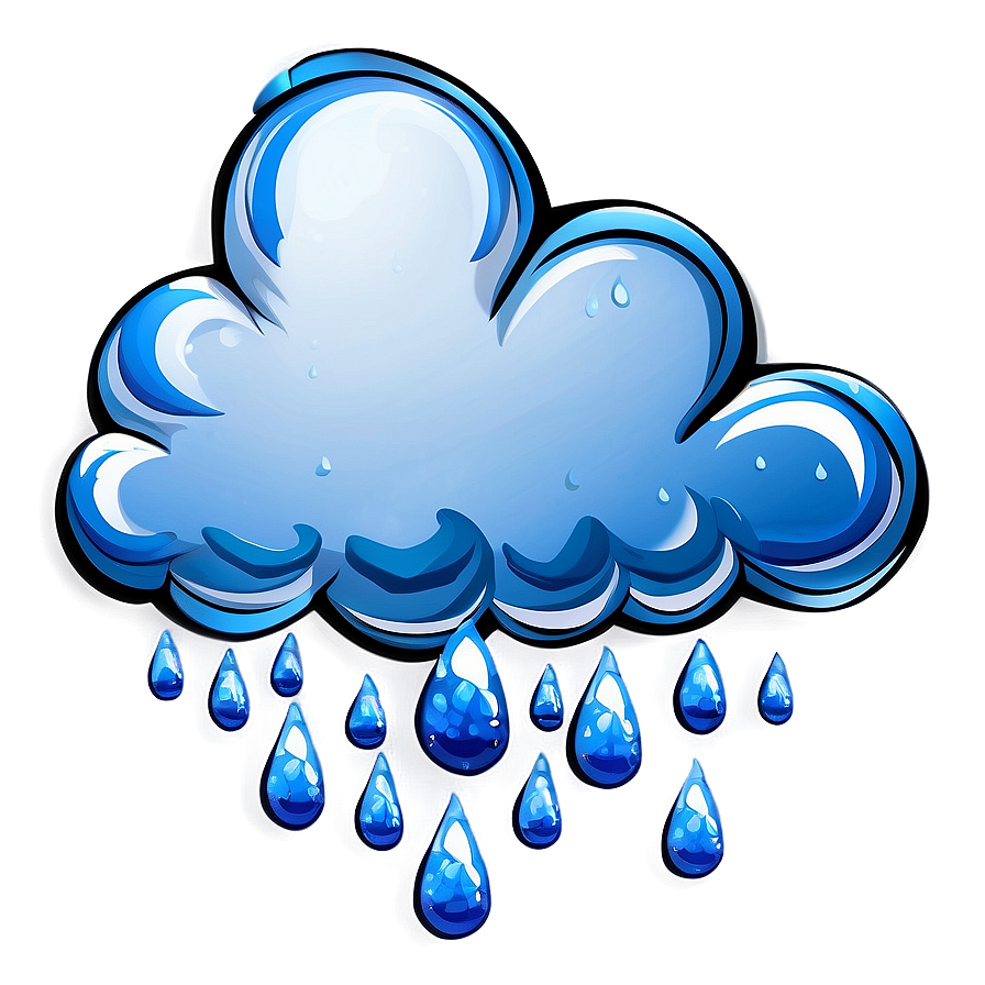 Cartoon Cloud With Raindrops Png Mny PNG image