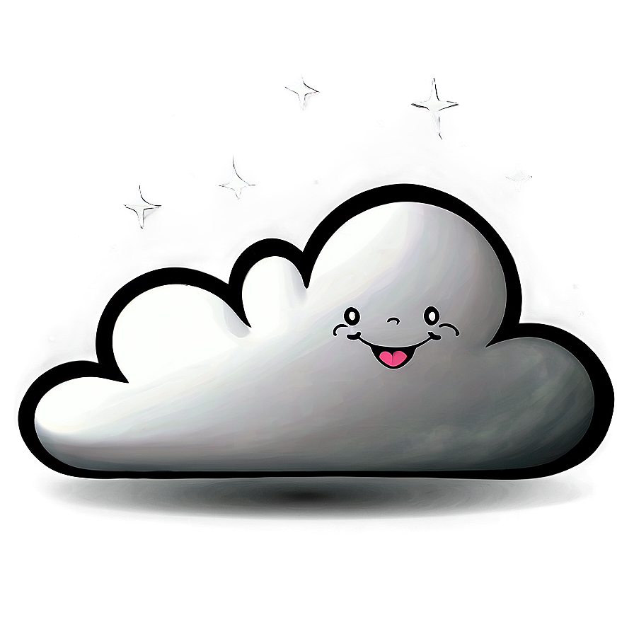 Cartoon Cloud With Stars Png 05252024 PNG image