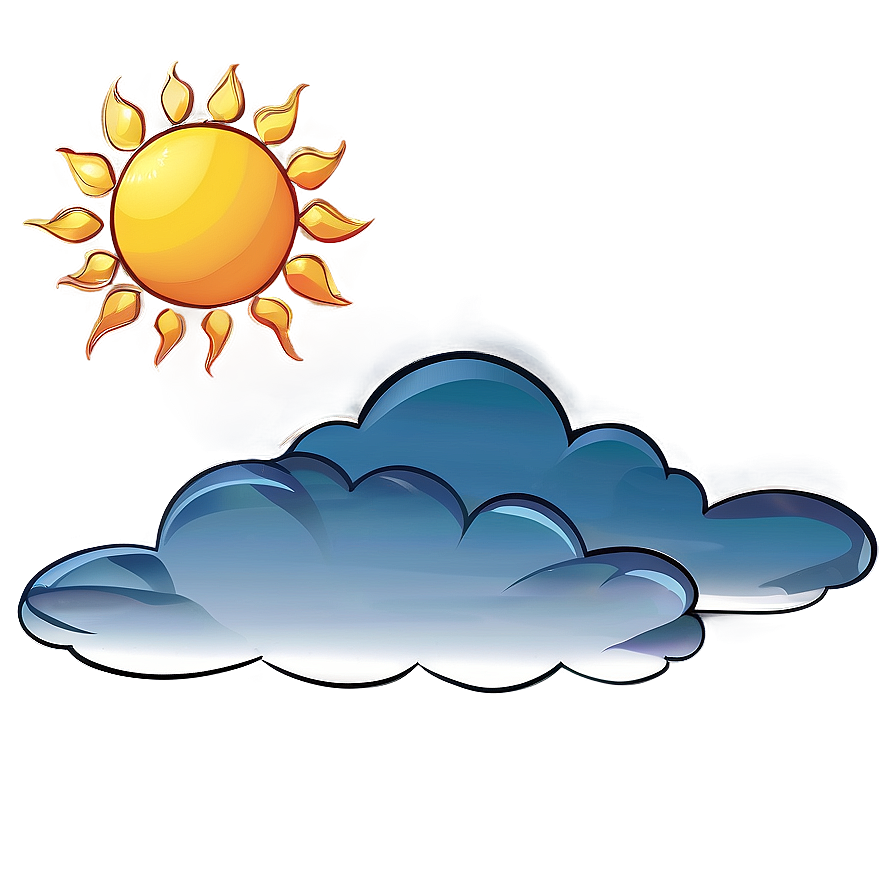 Cartoon Cloud With Sun Png Axm54 PNG image