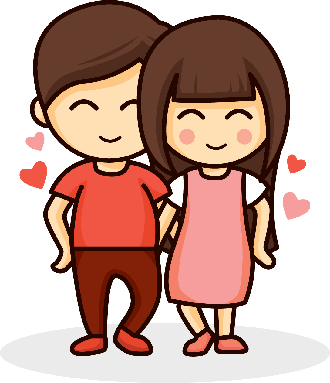 Cartoon Couple Embrace Love PNG image