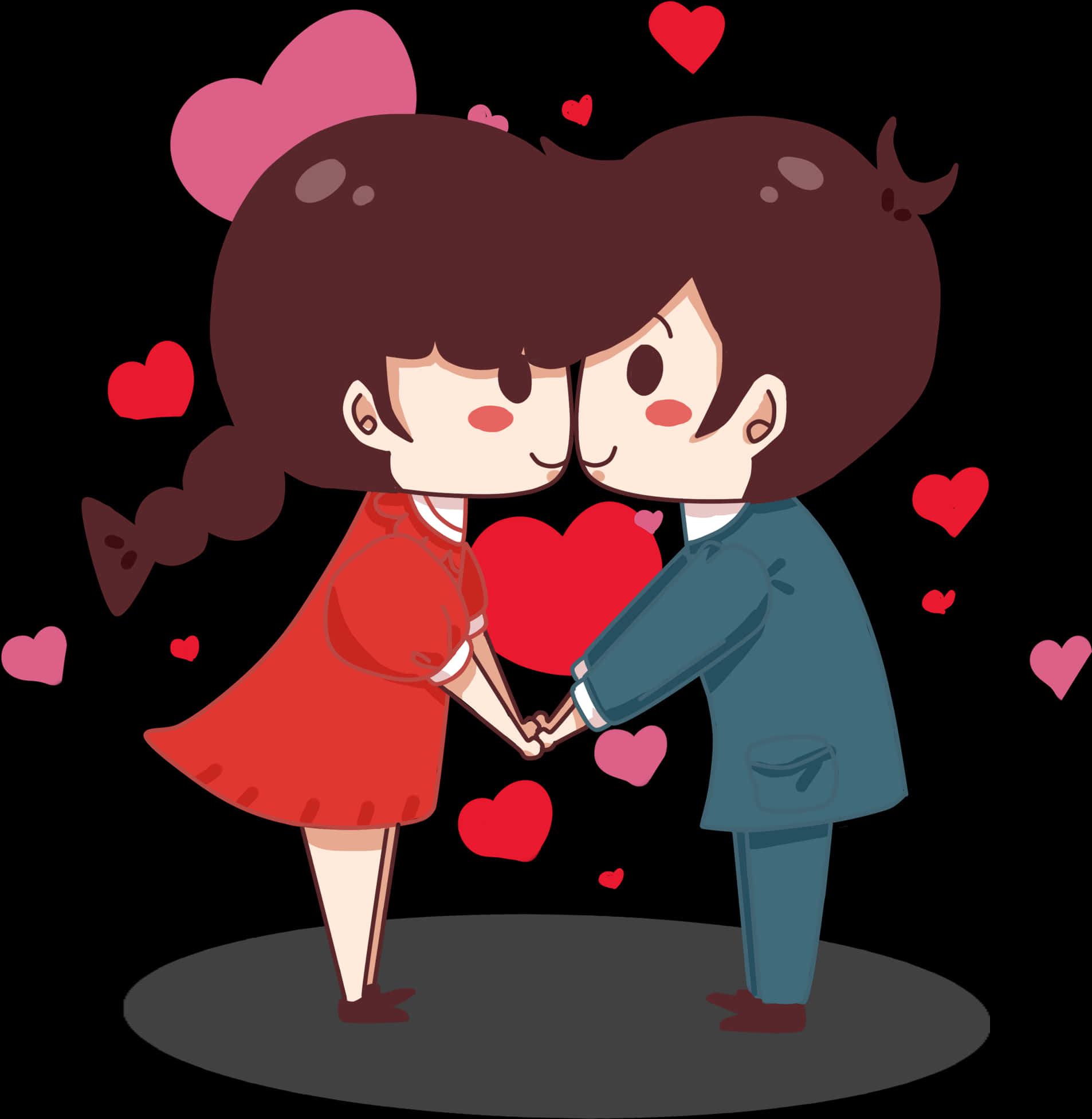 Cartoon Couple Kissing Love Emoji PNG image