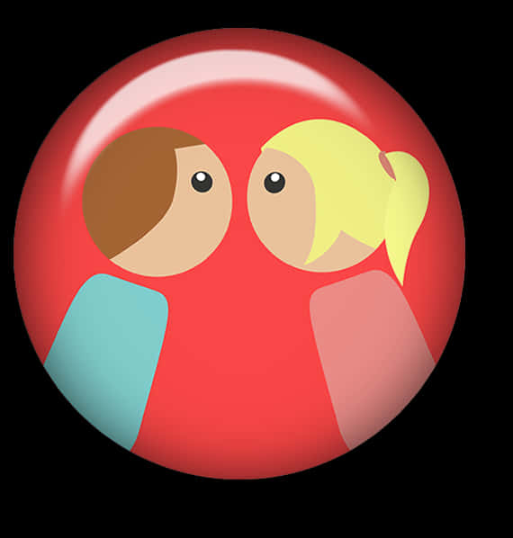 Cartoon Couple Kissing Red Background PNG image