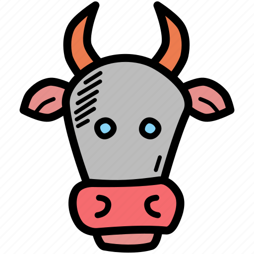 Cartoon Cow Head Icon PNG image
