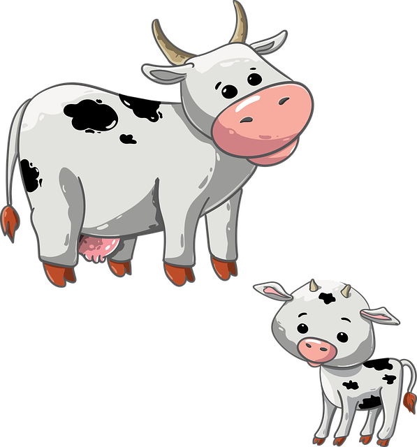 Cartoon Cowand Calf Illustration PNG image