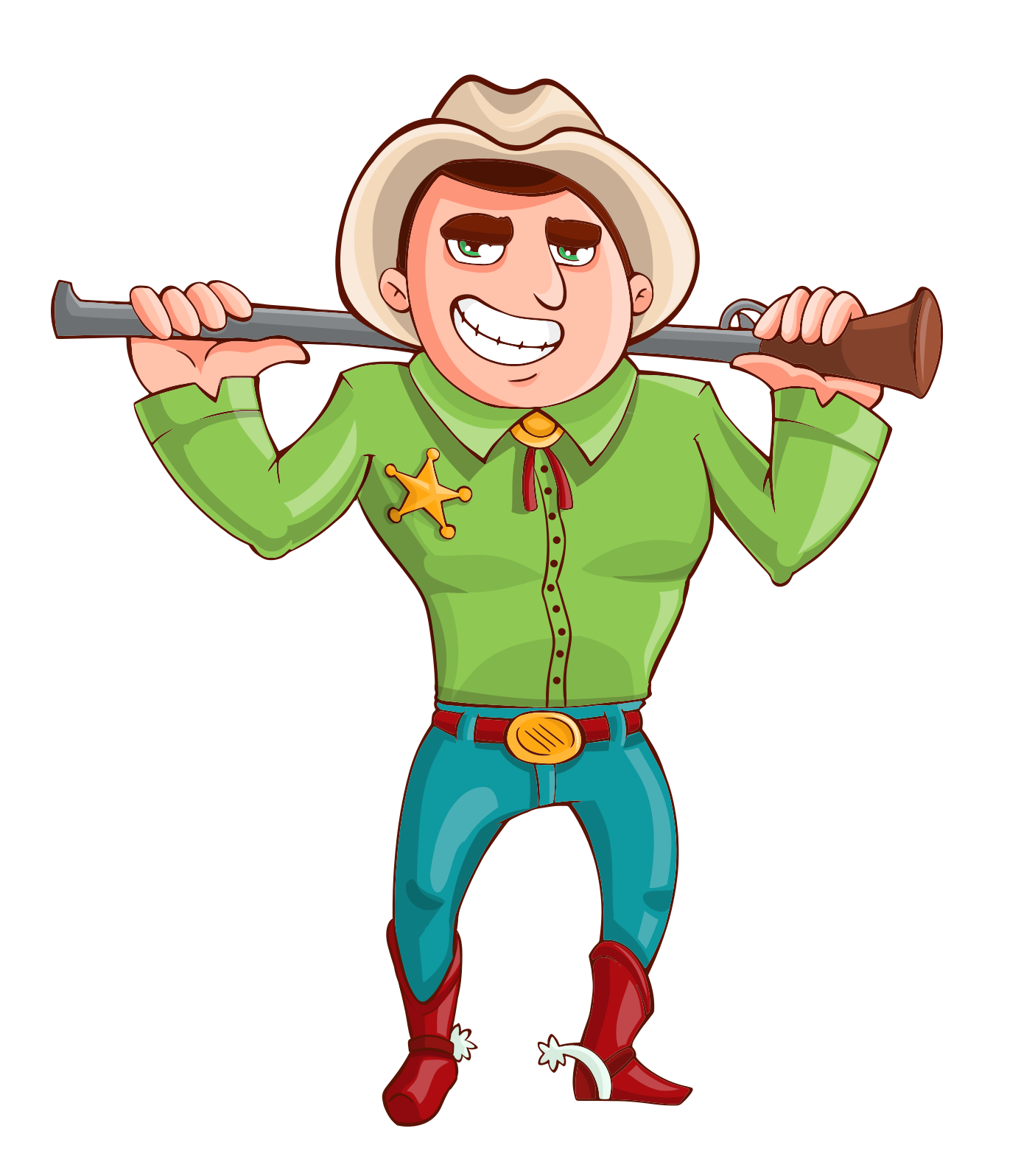 Cartoon Cowboy With Rifle PNG image