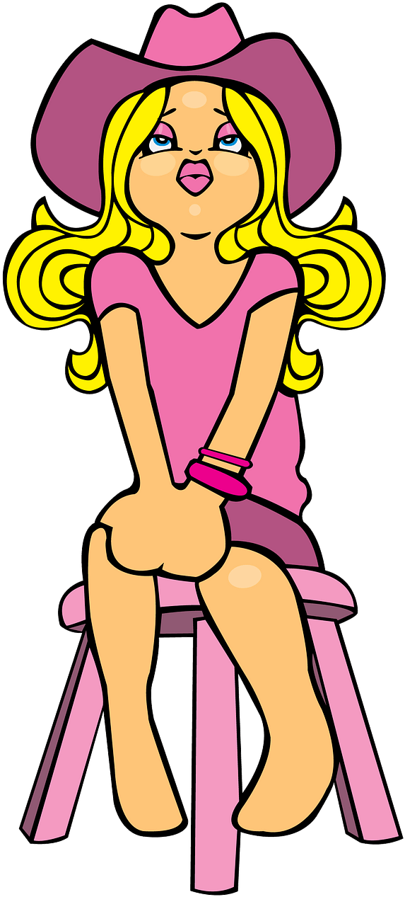 Cartoon Cowgirlin Pink Dressand Hat PNG image