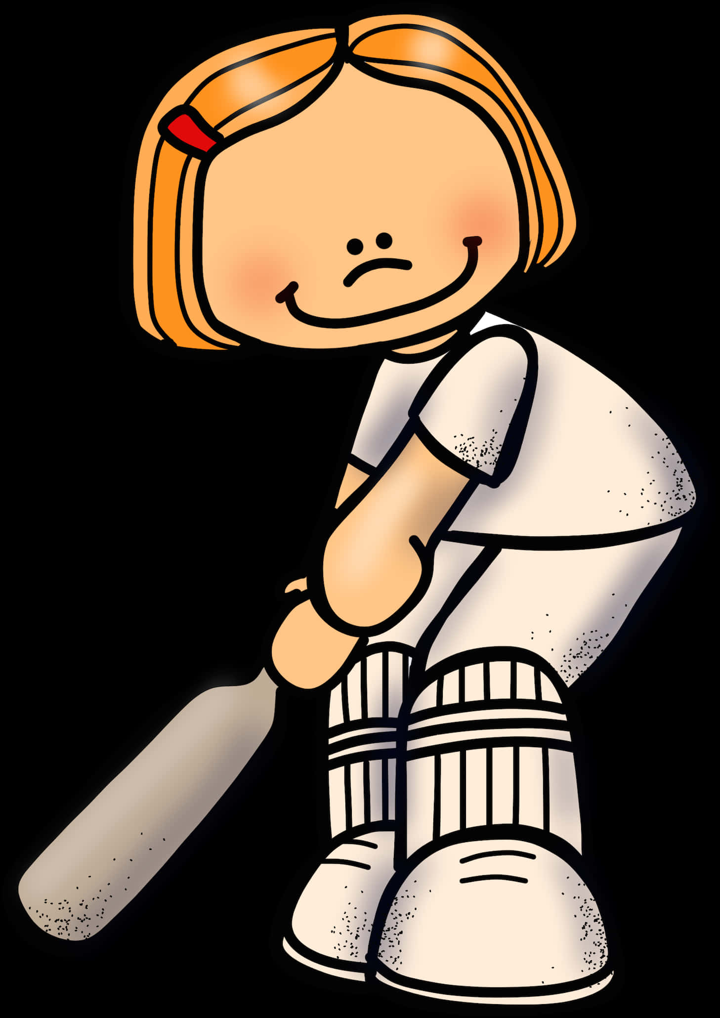 Cartoon Cricket Girl Batter PNG image