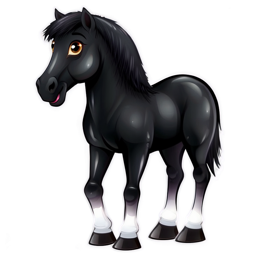 Cartoon Cute Black Horse Png 06262024 PNG image