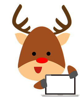 Cartoon Deer With Laptop PNG image