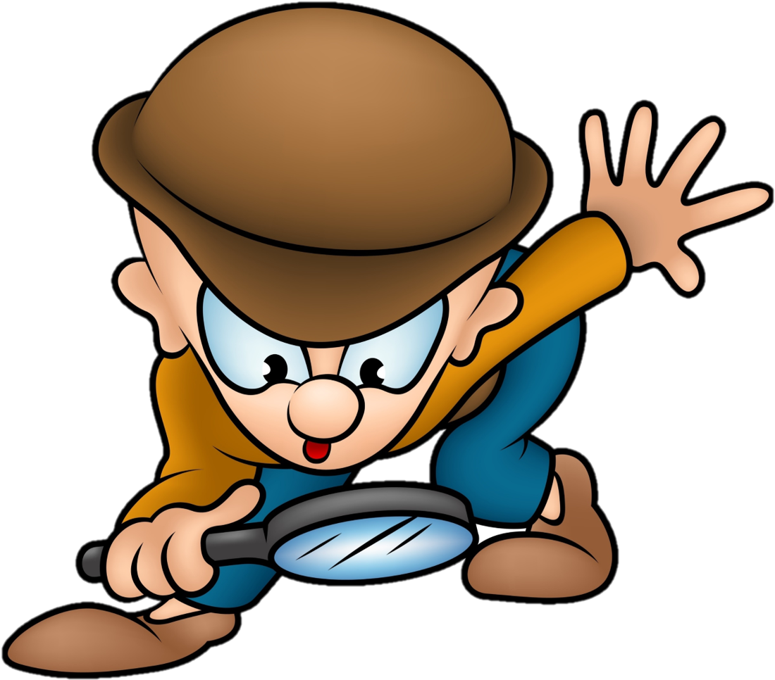 Cartoon Detective With Magnifying Glass PNG image