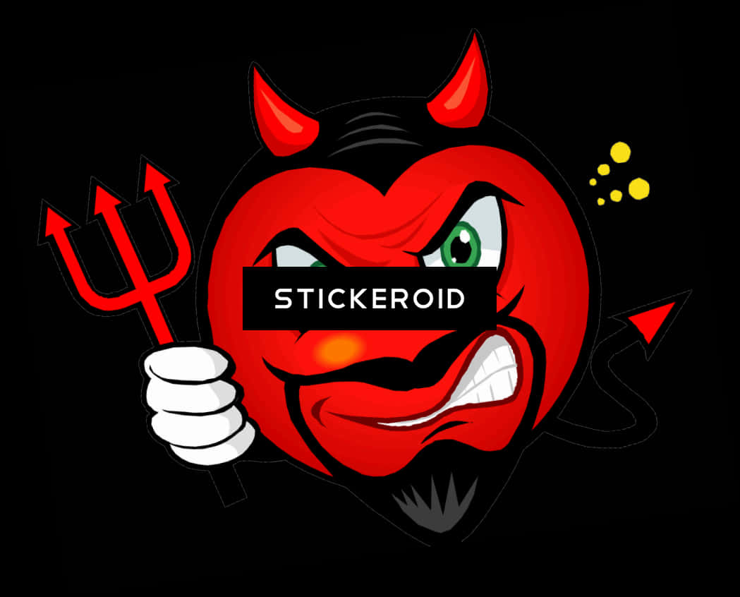 Cartoon Devil Emoji Holding Trident PNG image