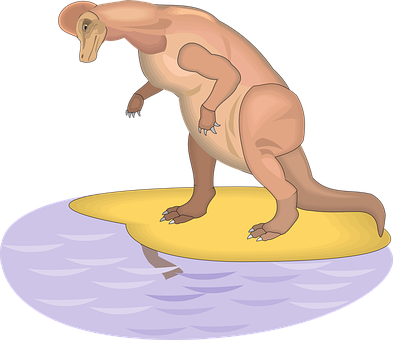 Cartoon Dinosaur Surfing PNG image