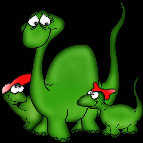 Cartoon Dinosaursin Santa Hats PNG image