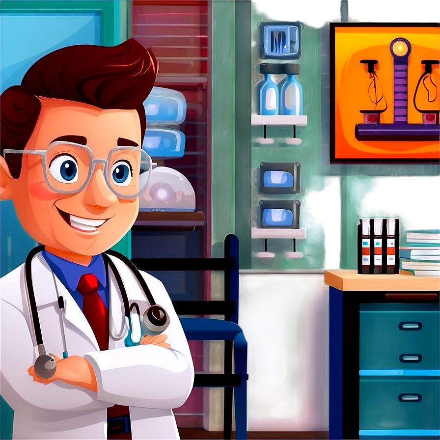 Cartoon Doctor Office Scene Png 06212024 PNG image