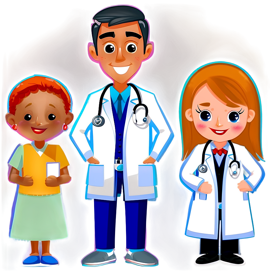 Cartoon Doctor With Patients Png 06262024 PNG image