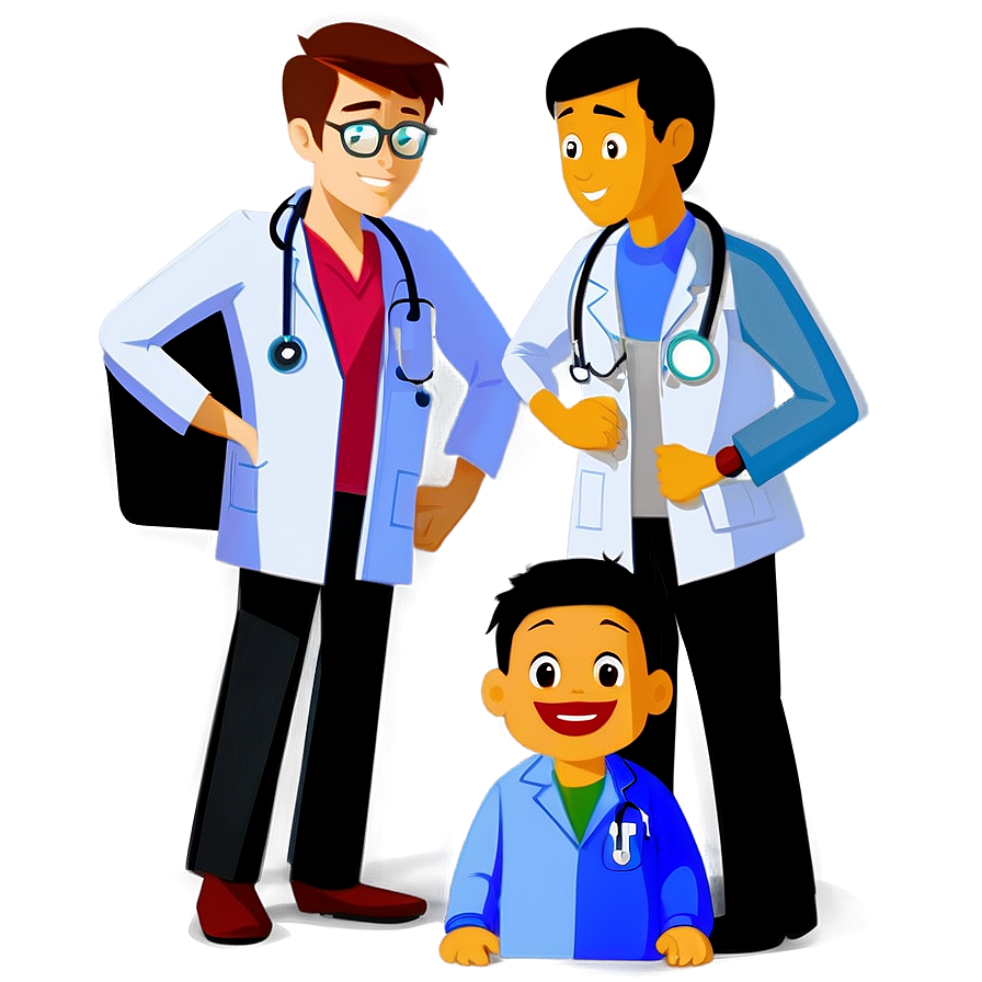 Cartoon Doctor With Patients Png Xsj PNG image