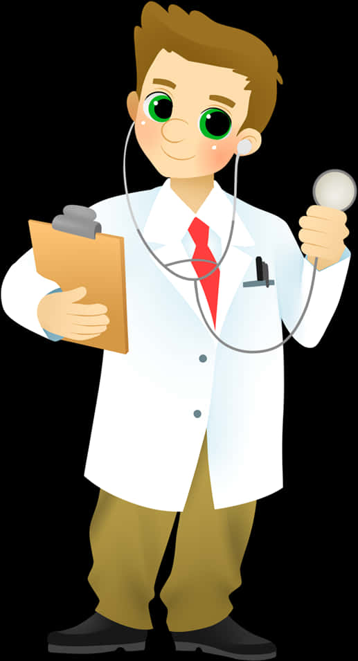 Cartoon Doctorwith Stethoscopeand Clipboard PNG image