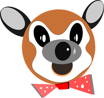 Cartoon Dog Facewith Bow Tie PNG image