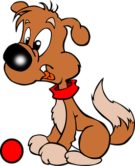 Cartoon Dog Sitting With Red Collar PNG image