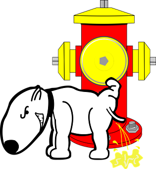 Cartoon Dog Urinatingon Fire Hydrant PNG image