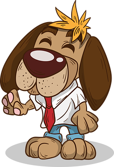 Cartoon Dog Wearing Tie PNG image