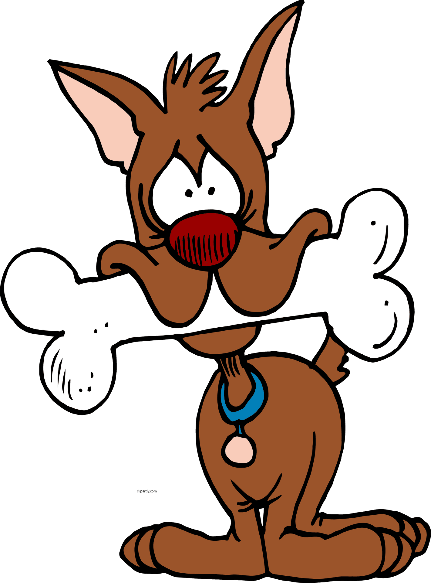 Cartoon Dog With Bone PNG image