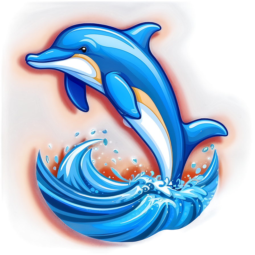 Cartoon Dolphin On Wave Png 06272024 PNG image