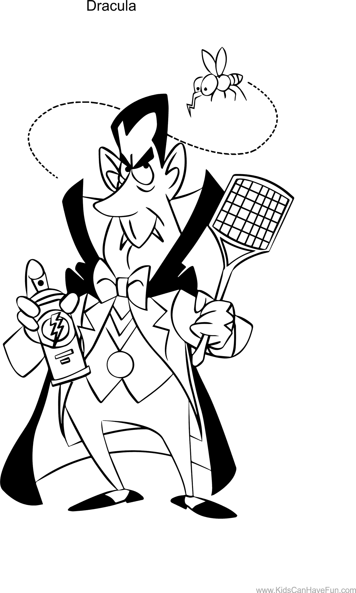 Cartoon Dracula With Mosquito Repellent PNG image