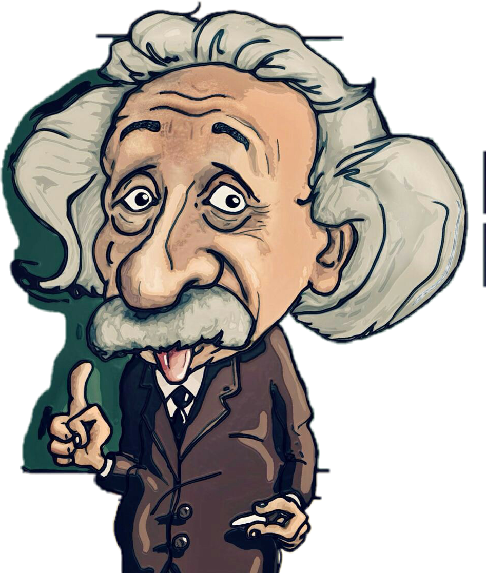 Cartoon_ Einstein_with_ Pointing_ Gesture PNG image