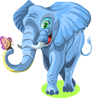 Cartoon Elephant Holding Flower PNG image