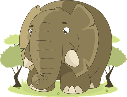 Cartoon_ Elephant_in_ Forest_ Vector PNG image