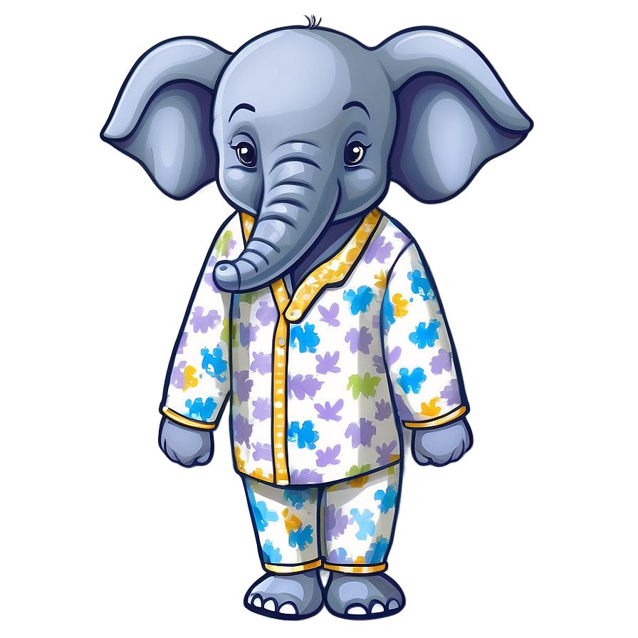 Cartoon Elephant In Pajamas Png Krc96 PNG image