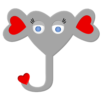 Cartoon Elephant Love Graphic PNG image