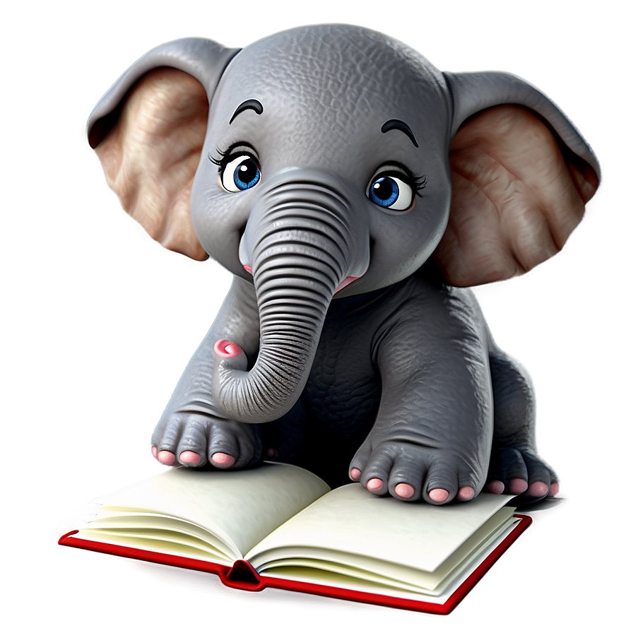 Cartoon Elephant With Book Png 06272024 PNG image