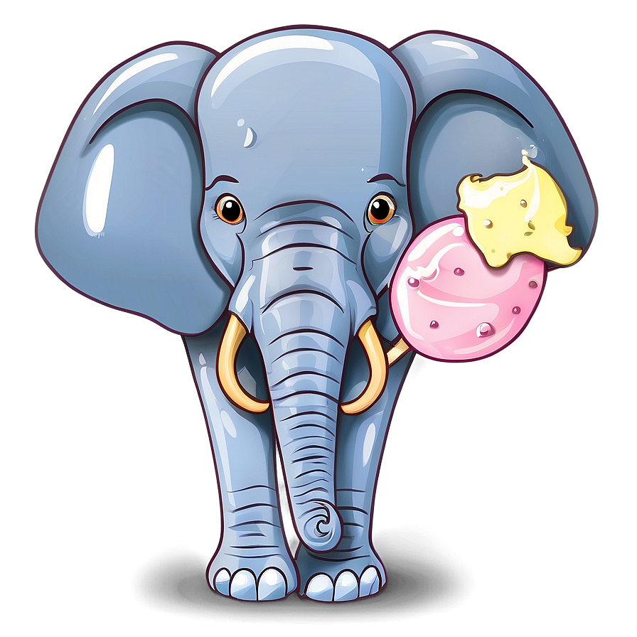 Cartoon Elephant With Ice Cream Png 06272024 PNG image