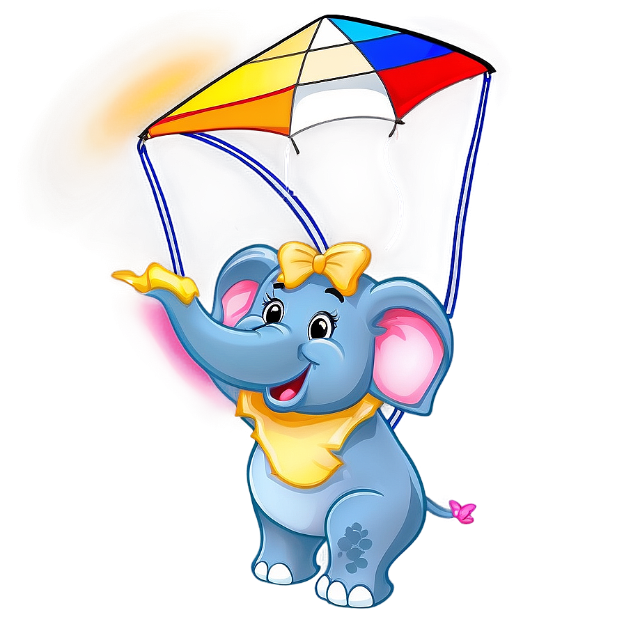 Cartoon Elephant With Kite Png 06272024 PNG image