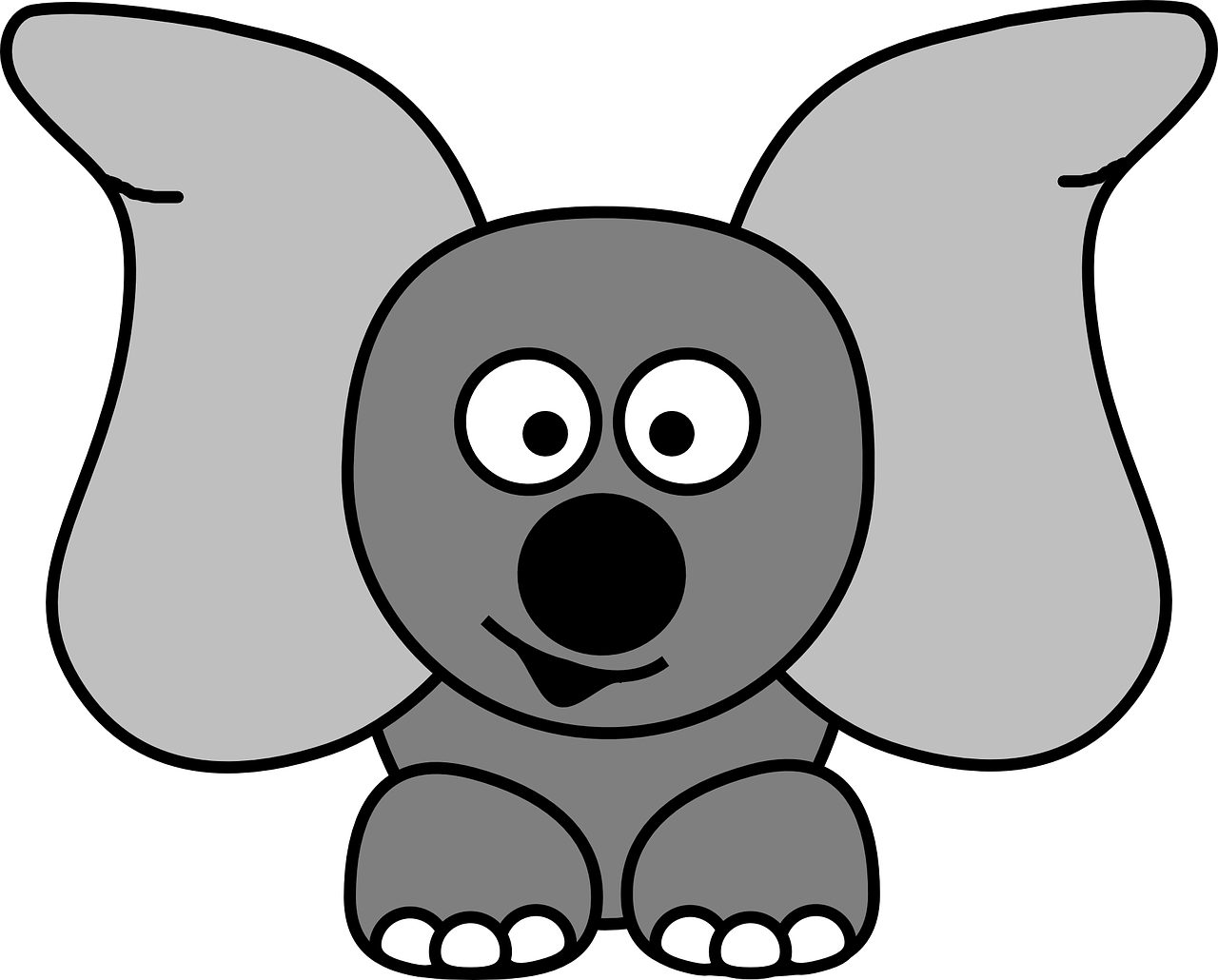 Cartoon Elephant With Large Ears PNG image