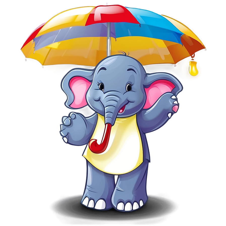 Cartoon Elephant With Umbrella Png 06272024 PNG image