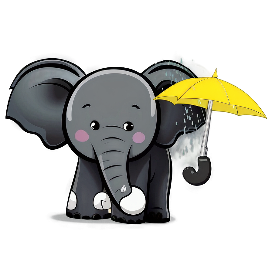 Cartoon Elephant With Umbrella Png 11 PNG image