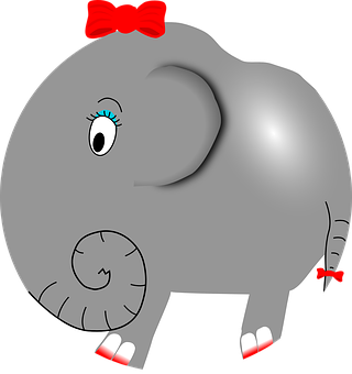 Cartoon Elephantwith Red Bow PNG image